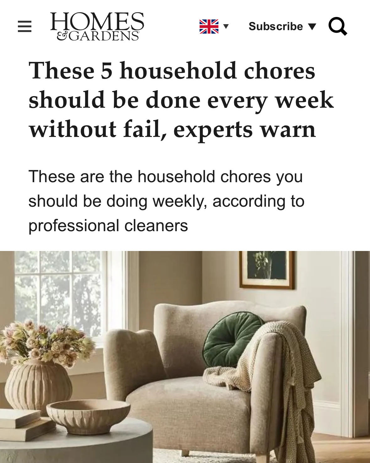 Homes & Gardens | These 5 household chores should be done every week without fail, experts warn