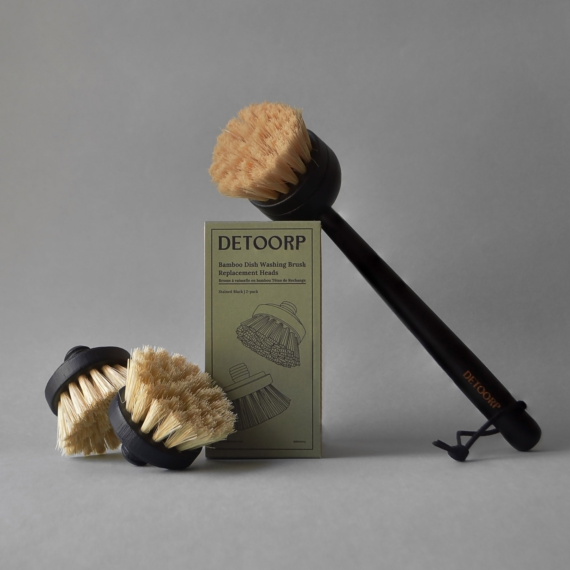 Detoorp | Bamboo Dish Washing Brush and Replacement Heads Set
